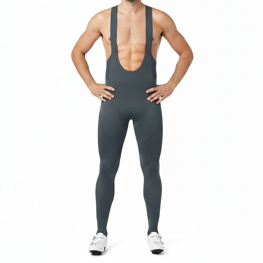 YKYW - Long Cycling Bib Tights with Lycra Fabric and Mesh Back Panel - Velovoila