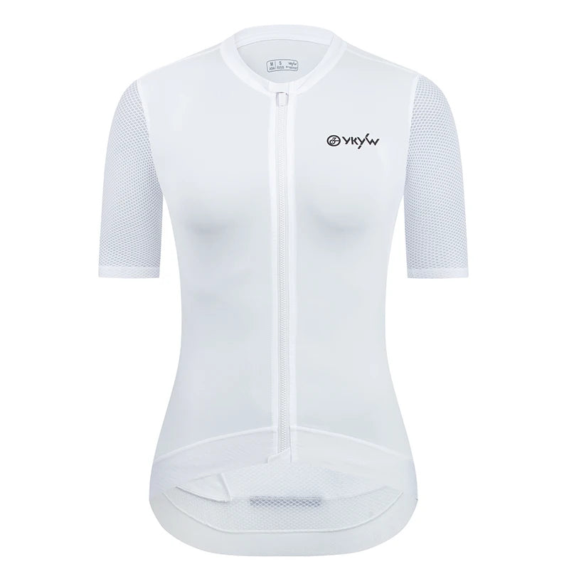 YKYWBIKE Maillot de cyclisme femme manches courtes, zip intégral