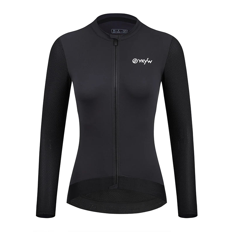 YKYWBIKE Maillot de cyclisme femme manches courtes, zip intégral