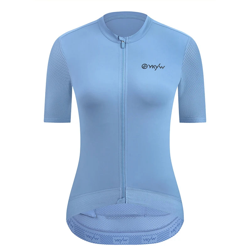 YKYWBIKE Maillot de cyclisme femme manches courtes, zip intégral