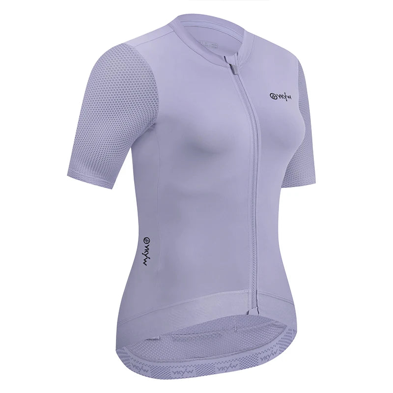 YKYWBIKE Maillot de cyclisme femme manches courtes, zip intégral