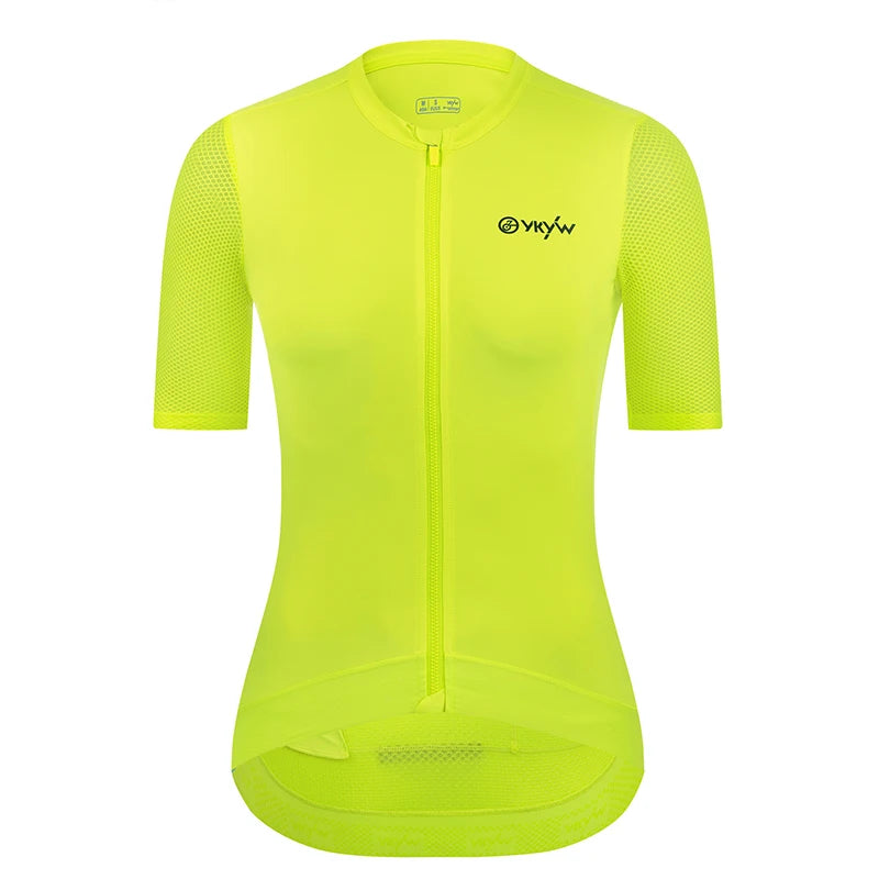 YKYWBIKE Maillot de cyclisme femme manches courtes, zip intégral