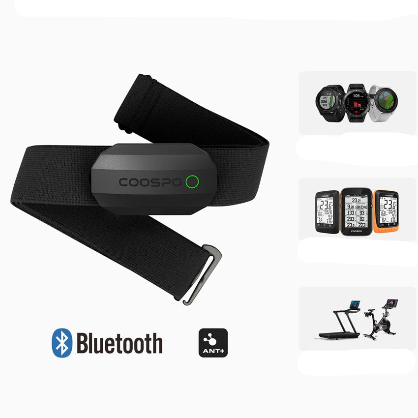 Ceinture pectorale de fréquence cardiaque COOSPO ANT+ Bluetooth
