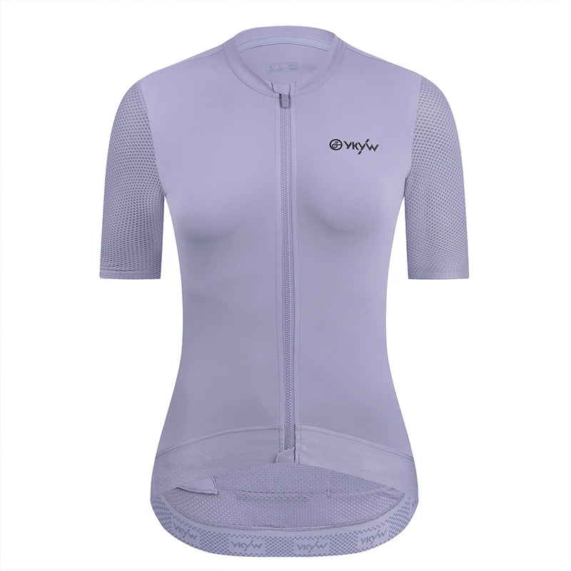 YKYWBIKE Maillot de cyclisme femme manches courtes, zip intégral