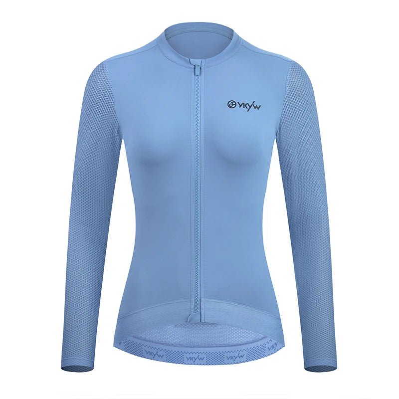 YKYWBIKE Maillot de cyclisme femme manches courtes, zip intégral