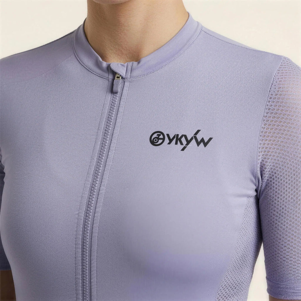 YKYWBIKE Maillot de cyclisme femme manches courtes, zip intégral