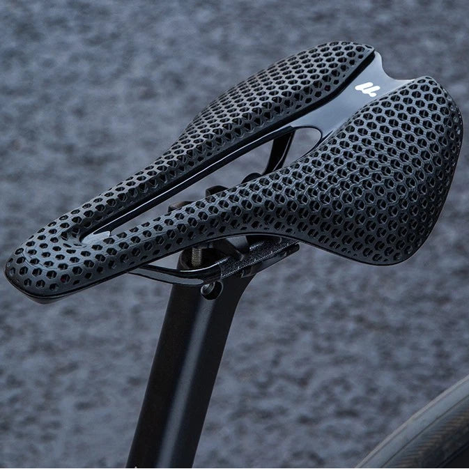 Bicycle Saddle – 3D Printed Padding – Carbon Fiber Rails – 200 g