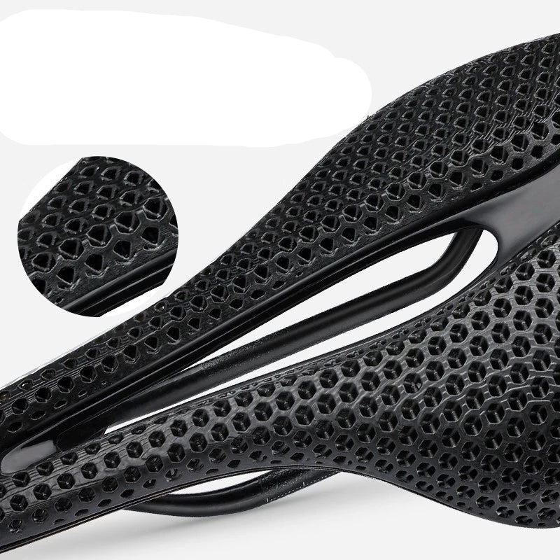 Bicycle Saddle – 3D Printed Padding – Carbon Fiber Rails – 200 g
