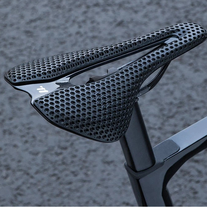 Bicycle Saddle – 3D Printed Padding – Carbon Fiber Rails – 200 g