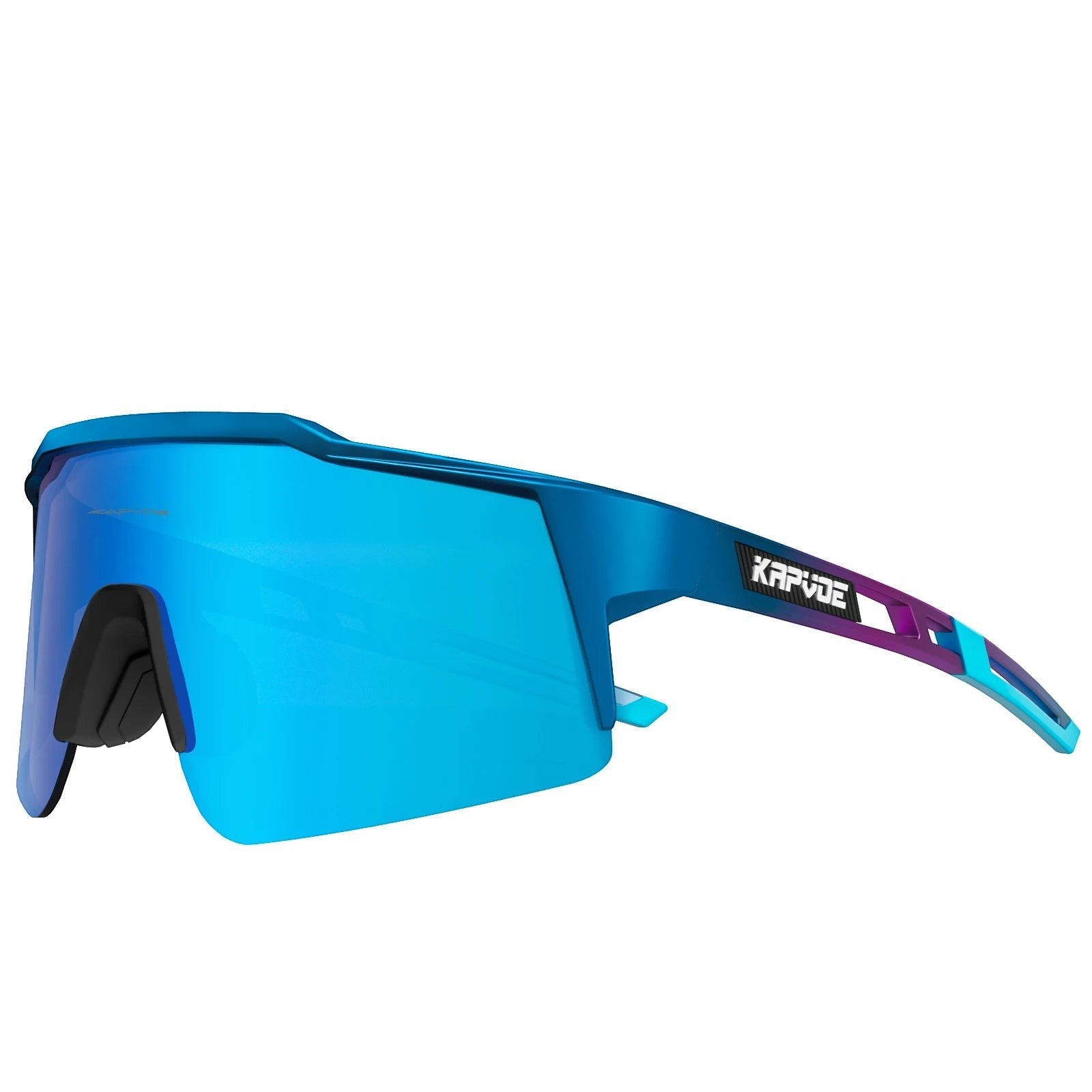Velovoila Kapvoe cycling sunglasses with a blue mirrored lens and lightweight TR90 frame for road and MTB riding