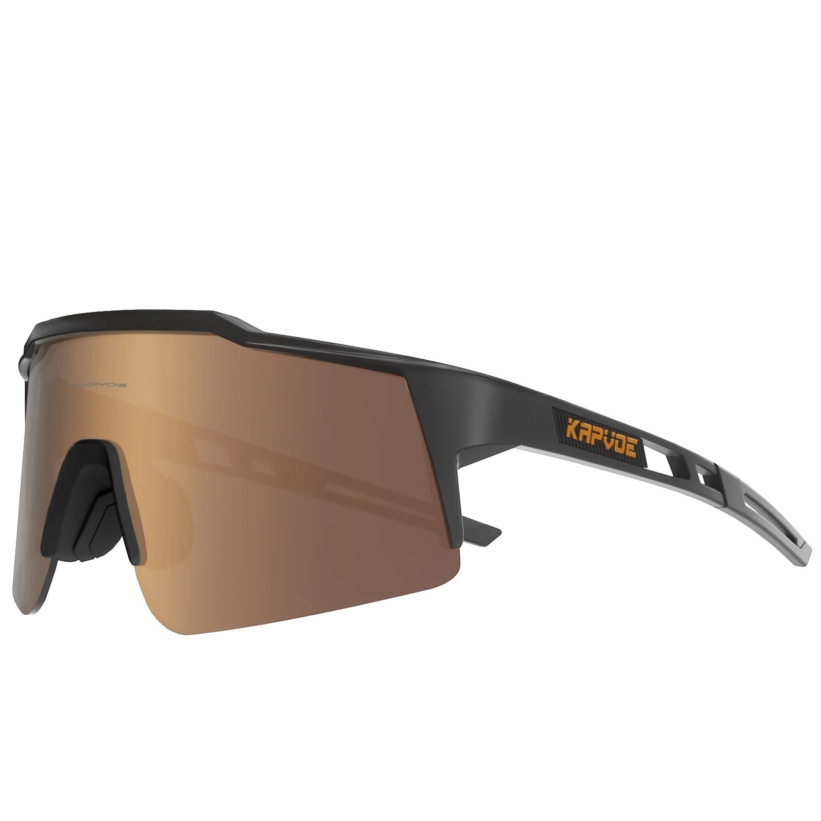 Velovoila Kapvoe cycling sunglasses with a black TR90 frame and a reflective full-color lens for road and MTB riding.