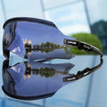 Velovoila KAPVOE UV400 cycling sunglasses with a reflective one-piece shield lens and black aerodynamic frame