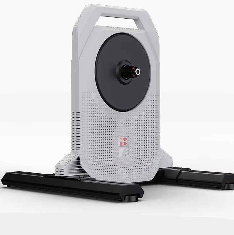Velovoila ThinkRider XX-PRO smart direct-drive indoor bike trainer in white and black with a stable base.
