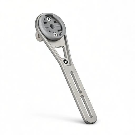 Velovoila titanium alloy bike computer mount for Garmin, Wahoo, and Bryton with integrated headlight bracket